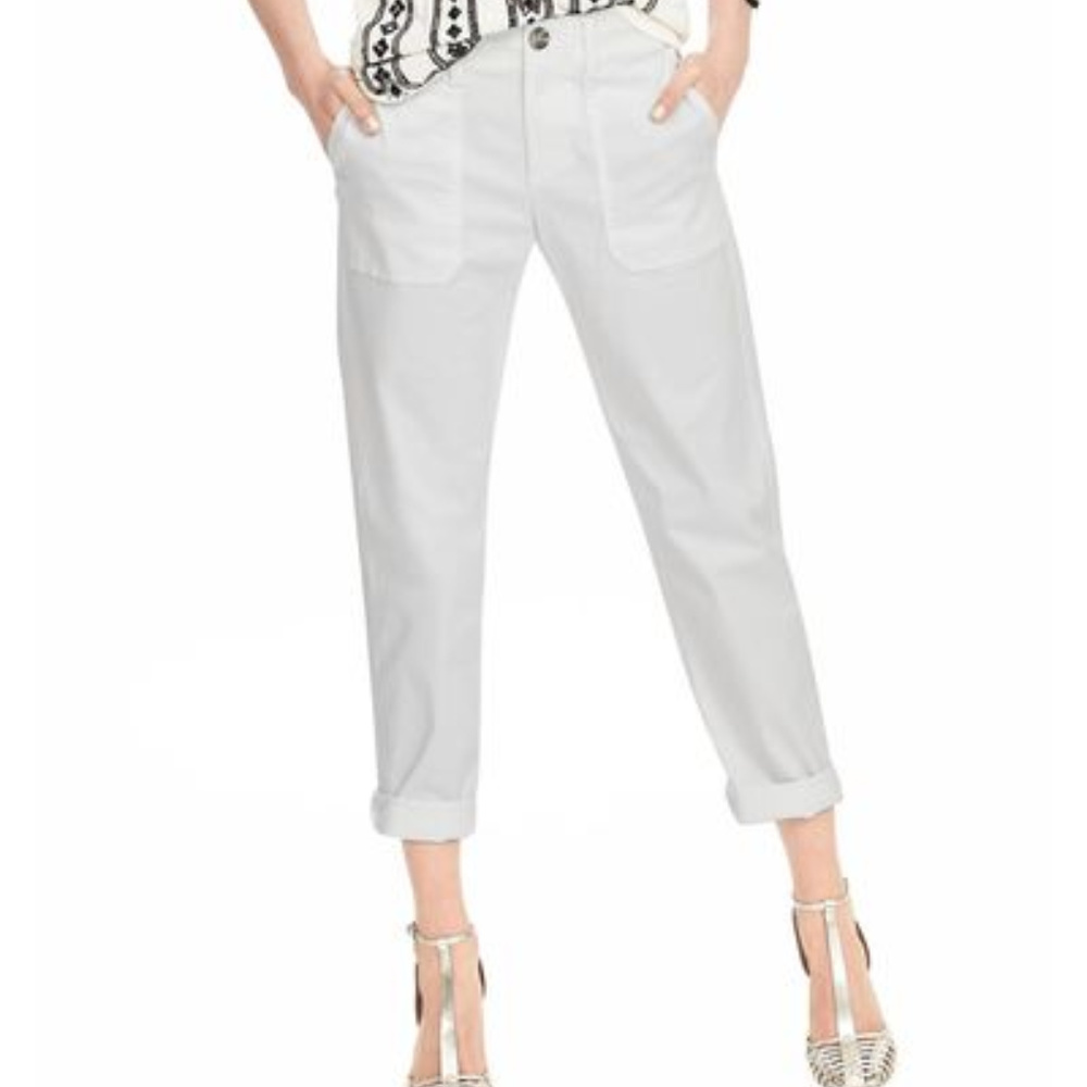 Banana Republic Boyfriend Chino Crop White